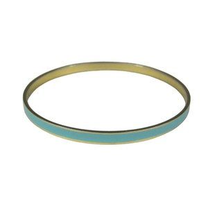 Blue Enamel Bracelet Goldtone Bangle Jewelry Narrow Spacer Fashion